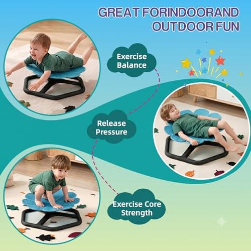 KYZDZQ Spinning Chair for Autistic Kids,Sensory Swivel Chair, 220LBS Weight Capacity, Sensory Toy for ADHD & Autism 3-6 Years Children,Training Body Coordination, Metal Base Non-Slip Design (Blue) - Thumbnail 6