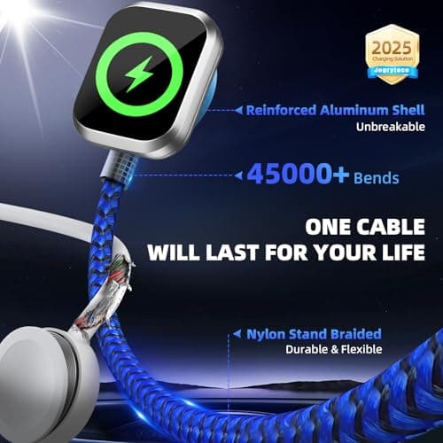 Jogrytece Multi Charging Cable for iWatch Charger, 5FT 2Packs 4 in 2 Chargers for Multiple Devices, Travel Essentials USB A&C/Dual Type-C/IP Cord Compatible with iWatch/iPhone 17-11/Car - Thumbnail 5