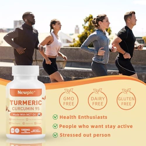 Turmeric Curcumin Supplement with MCT Oil 50mg,120 Capsules 1000mg Turmeric Extract 95% Curcuminoids,Fat Soluble Vitamin C,Bee Propolis, Ginger,Vitamin D3,Zine,Non-GMO, Gluten Free (2) - Thumbnail 6