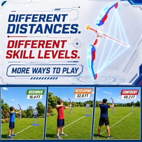 2 Pack Kids Bow and Arrow, LED Light Up Archery Toy Set with 20 Suction Cup Arrows, Standing Target & Arrow Case,Kids Indoor and Outdoor Toys Birthday Gifts Ideas for 3 4 5 6 7 8 9 10 11 12 Year Boys - Thumbnail 4