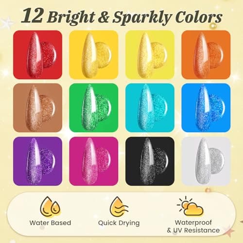 HOTU Nail Polish Pens, 12 Glitter Colors - Thumbnail 2