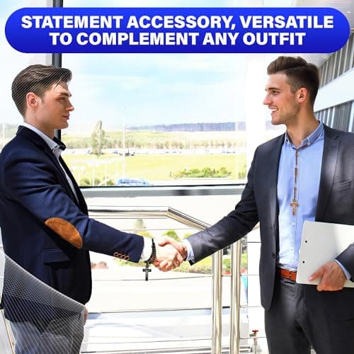 2Pcs Small Wood Rosary Necklace – Wooden Cross Necklaces for Men and Women with Tan or Black Beads, 22" Length and 6" Drop – Lightweight Cross Accessory for Daily Wear, Layering, Prayer or Gifting - Thumbnail 6