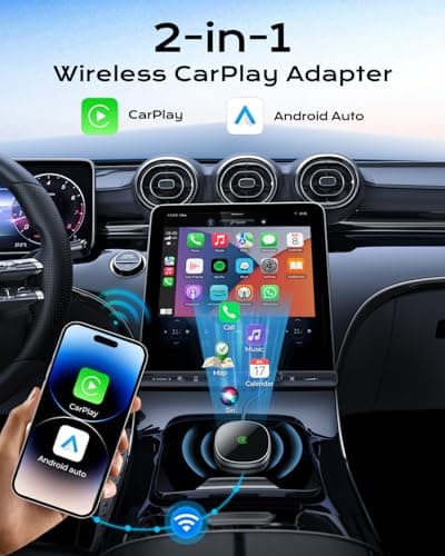 Wireless Carplay Adapter for iPhone & Android Auto 2-in-1, Stable, Plug & Play Low Delay Carplay Wireless Adapter Convert Wired to Wireless Apple Car Play Dongle for iOS 10+/Android 11+ (Grey) - Thumbnail 2