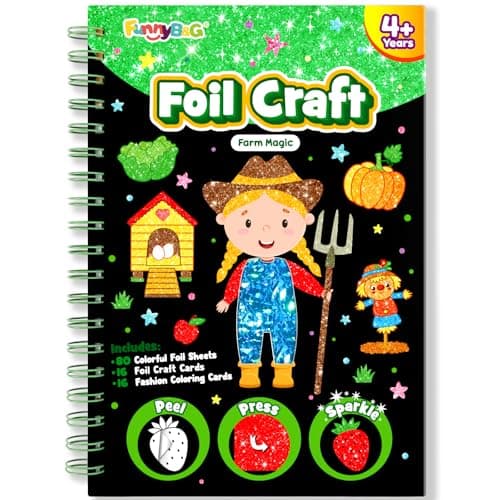 FUNNYB&G Foil Art Crafts for Kids Ages 4-8: Mother's Day 2026, Birthday Gift for Kids, Art and Crafts Supplies, Party Favors, Creative Toys for Kids 4 5 6 7 8 9 Years Old(Farm) - Image 1