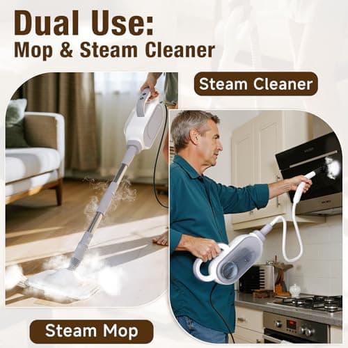 Steam Mop, 13-in-1 Powerful Handheld Steam Cleaner with 13 Accessories, 500ML Removable Tank, 23FT Power Cable, Detachable Steam Mops for Floor Cleaning, Tiles, Windows, Tile Grout, Carpets, Furniture - Thumbnail 5