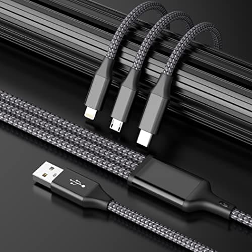 IDISON Multi Charging Cable(2Pack 4FT), 3 in 1 USB Charging Cable for Multiple Devices, Braided Universal Phone Charger Cord with Type-C, Micro USB, IP Port for iPhone17/16/14/Android Phones and More - Thumbnail 2