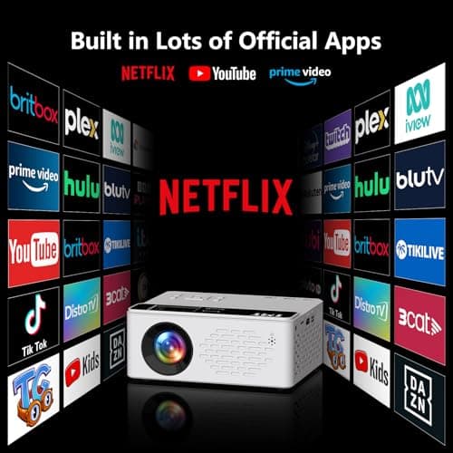 TMY Netflix-Officially-Licensed Mini Movie Projector with Wifi and Bluetooth, 1080P Full HD Portable Projector, Compatible with TV Stick/Smartphone/HDM/USB, indoor & outdoor use - Thumbnail 3