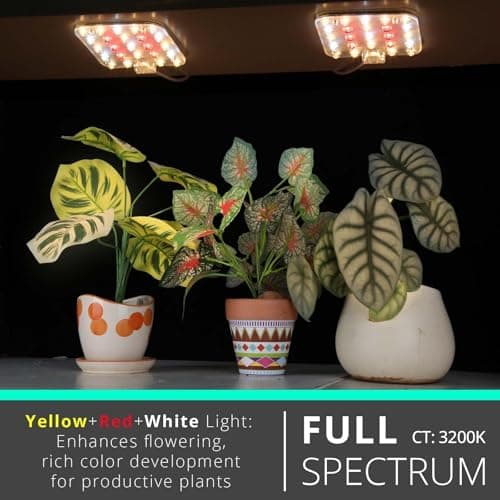 DOMMIA Full Spectrum LED Grow Light for Indoor Plants, 2 Panels 10W with 6/12/16h Timer Dimmable Plant Lights for Flower Veg Plant Growth USB, Warm White, 1-Pack - Thumbnail 2