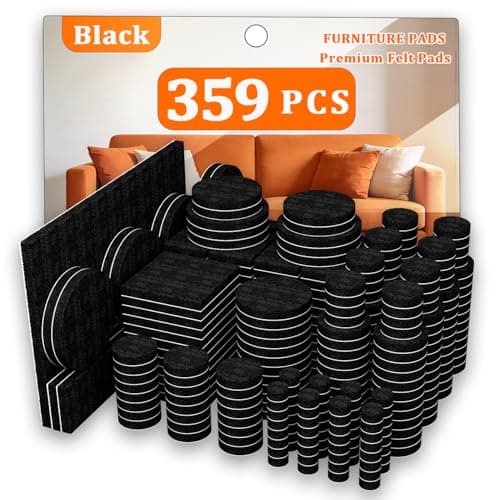 Felt Furniture Pads 359 PCS,Felt Pads for Hardwood Floors, Chair Floor Protectors，Cabinet Door Bumpers，Suitable for Round and Square Chair Legs, Reduce Noise and Protect the Floor (Black) - Image 1
