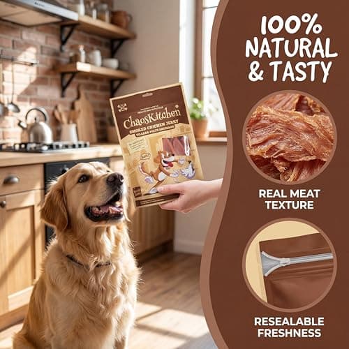 Chaoskitchen Smoked Chicken Jerky Dog Treats,Grain-Free High Protein Slices Healthy Training Rewards for Small Medium Large Dogs,Puppy Senior Friendly,Sensitive Stomach Safe,8.8oz/250g - Thumbnail 2