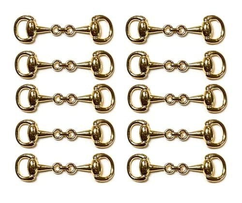 W Wellshine 10PCS Medium Equestrian Snaffle Bit Horse Bit Buckle Plated Snaffle Bit Create Exquisite Equestrian Jewelry, DIY Crafts, Loafer Shoes, Jewelry Making,Decorative Buckles (Gold) - Image 1