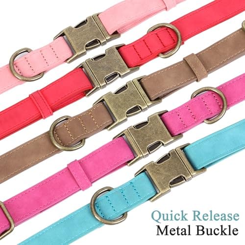 Jumpress Soft Leather Dog Collar for Small Medium Large Dogs, Heavy Duty Dog Collar Leather with Quick Release Metal Buckle, Durable & Adjustable for Large Dogs Walking (Teal Blue, L) - Thumbnail 5
