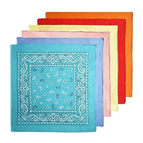 6-Pack 100% Cotton Bandanas Gift Set (Red Pink Yellow Orange Blue Teal) – 22x22 Inch Paisley Head Wraps, Face & Neck Scarves, Multi-Purpose Accessories for Men & Women, Holiday & Everyday Gifting - Thumbnail 6
