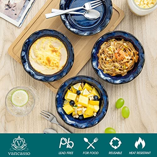 vancasso Mini Pie Pans Set of 6, 5.2 inch Ceramic Deep Dish Pie Plate for Baking Microwave & Oven Safe, Cream Colored - Thumbnail 3