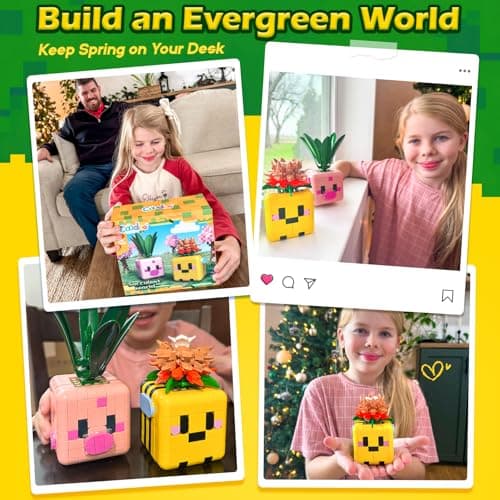 Botanicals Plants Building Blocks, Compatible with Lego Botanicals Flowers, Creative Desk Decor for Teens Adults Kids Toys for Boys Girls Students - Thumbnail 2