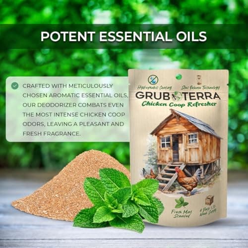 GrubTerra Chicken Coop Odor Eliminator, Coop Refresher & Litter Deodorizer – Zero Odor Neutralizer for Chicken Bedding, Sand, Nesting Pads & Runs - Mint Scent - Thumbnail 4