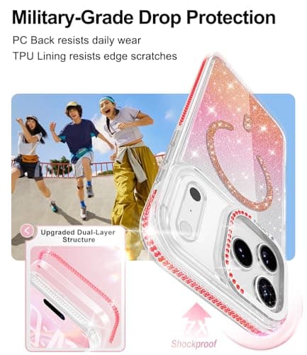 JAME for iPhone 17 Pro Max Case Girly with Magnetic Glitter Card for Women - Thumbnail 5