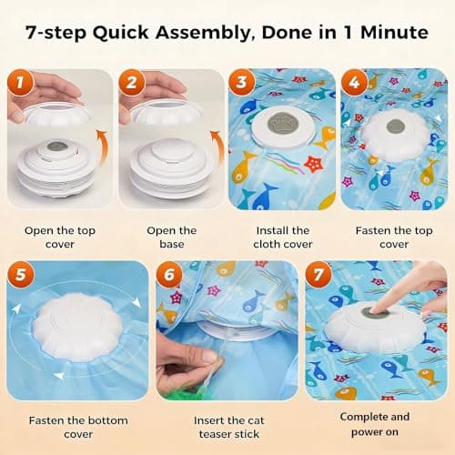 EGBULL Automatic Cat Toy Interactive Hide and Seek Cat Toy Electric Cat Toy with Feather Wand Mouse Sounds Touch Activated USB Rechargeable Kitten Toys for Indoor Cats Self Play Hunting Exercise - Thumbnail 2