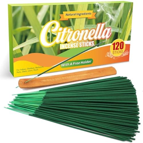 FIRIK Citronella Incense Sticks Outdoor, 120 PCS Citronella Incense with Wooden Holder, Lemongrass Incense Sticks for Indoor Patio Camping Pool Side Porches Courtyards Lawn Farms - Image 1
