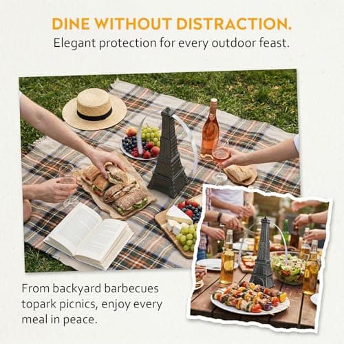 STUHAND Fly Fans for Tables, Fly Repellent Fan Keep Flies Away, Battery Powered Bug Fans with Holographic Blades for Picnic, BBQ, Restaurant, Party and Kitchen, Indoor and Outdoor 4 Pack - Thumbnail 5