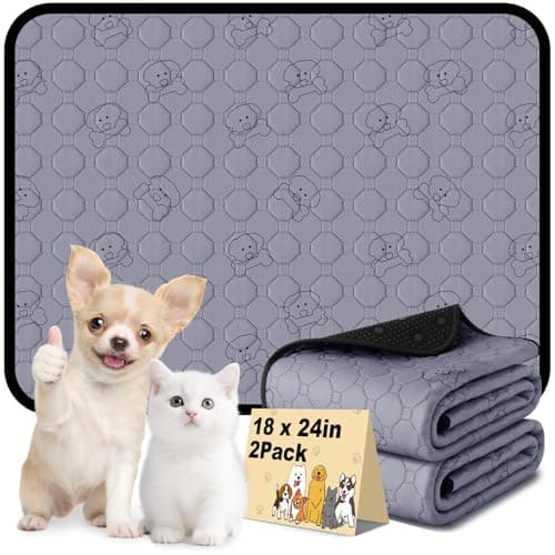 Washable Pee Pads for Dogs, 18"x24" 2 Pack Reusable Puppy Training Pads, Super Absorbent Waterproof Leak-Proof Dog Pee Pads, Non-Slip Bottom, Heavy Duty Whelping Pads for Crate, Playpen, Bed, Floor
