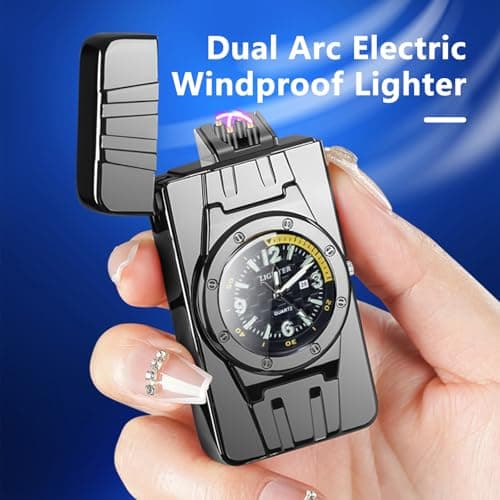 TIKIUKI Plasma Windproof Lighter Luxury Rechargeable Flameless Windproof Arc Lighter Vintage Lighters for Candles, Fireworks, Camping, Hiking, Adventure(Dark ice red) - Thumbnail 5