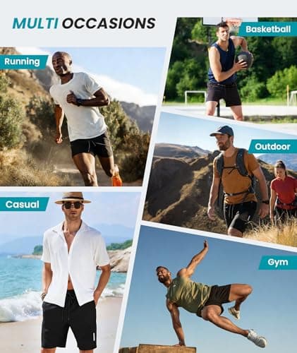 UUMIAER Mens Athletic Gym Shorts 7" Utra-Light Quick Dry Running Workout Basketball Shorts with Zipper Pockets Sports Tennis Black - Thumbnail 6