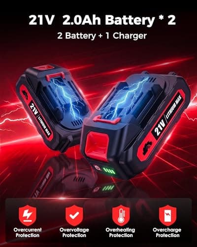 Electric Weed Eater 21V, Battery Powered Cordless String Trimmer, Weed Trimmer with Auto Line Feed, Weed Wacker Lawn Edger with 2 x 2.0Ah Battery and Fast Charger - Thumbnail 5