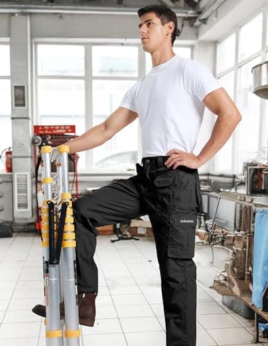 DURAWERK Men's Cargo Pants, Water Resistant Work Pants, Durable Ripstop Tactical Pants, EDC Hiking Pants, Multi Pockets Hunting Pants for Outdoor Climbing Traveling Camping Fishing (Black, 34WX30L) - Thumbnail 3