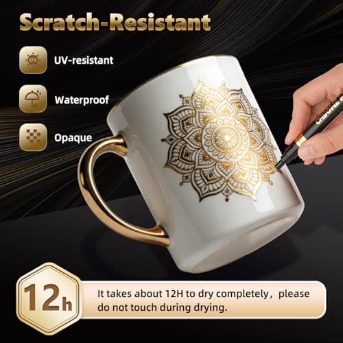 HOTU 3PK Permanent Mirror Chrome Gold Markers-Chrome Paint Pens Markers,Liquid Chrome Gold Pens for Smooth Surfaces: Model Painting, Glass, Metal, Plastic, Fabric, Jewelry, Touch-Up - Thumbnail 5