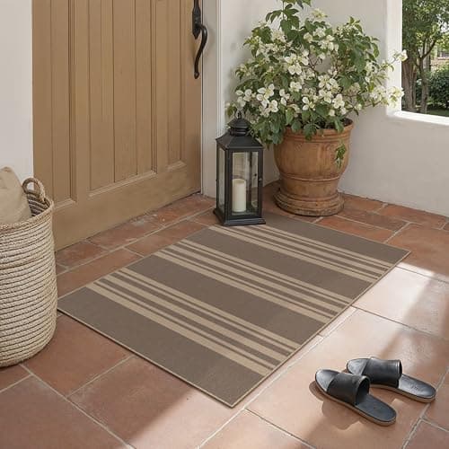 PureCozy Striped Easy Jute Rug 2x3 Nature Entryway Carpet Washable Non Slip Door Mat Farmhouse Neutral Non Shedding Entry Small Indoor Outdoor Rug for Kitchen Bedroom Mudroom Bathroom - Thumbnail 3