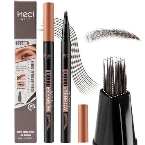 HECI BEAUTY Microblading Eyebrow Pen for Women, 0.1mm Ultra Brush-Tip Long-Lasting Liquid 4D Brow Pen, Natural Hair-Like Brow Pencil, Smudge-Proof & Sweatproof, For Beginners & Sensitive Skin, Brown - Image 1