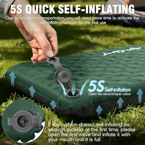 GDREAMT Inflatable Seat Cushion, Self-Inflating Memory Foam Stadium Seats Cushion Lightweight & Compact Chair Sitting Pad Airplane Cushion for Long Flight Travel Outdoor Camping Car Bleachers Office - Thumbnail 3