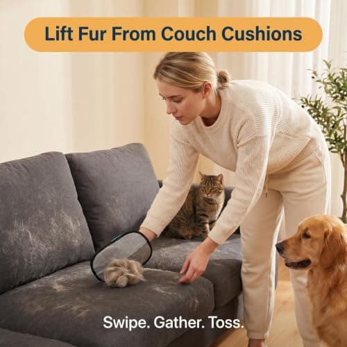 put girl 2-Pack Pet Hair Removal Gloves for Cats & Dogs, Reusable Electrostatic Pet Hair Remover Gloves for Furniture, Couch, Clothing & Car Seats - Thumbnail 2