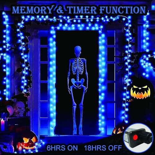 Decute Christmas String Lights Waterproof 300LED 105FT UL Certified with End-to-End Plug 8 Modes, Outdoor Indoor Starry Fairy Lights for Christmas Tree Patio Garden Wedding Party Decor Blue - Thumbnail 4