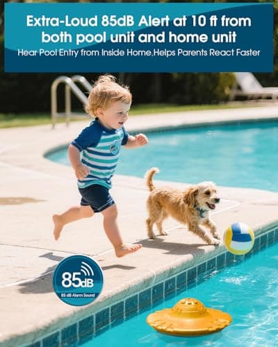 Pool Alarm for Inground & Above Ground Pools,Adjustable Sensitivity Water Detection Alarms Covers 20x40ft,85dB+ Safety Alert for Kids,Pets & Accidental Entry,Weatherproof UV&Corrosion Resistant YE&BU - Thumbnail 2