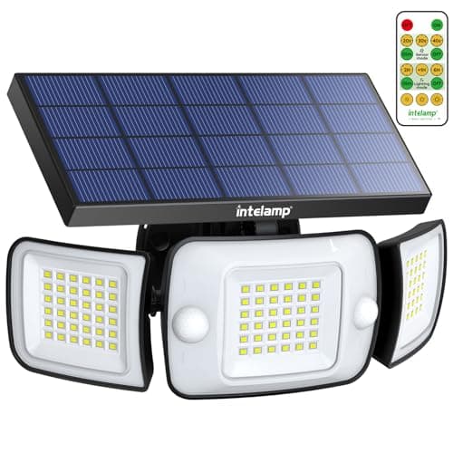 intelamp Outdoor Solar Flood Light Waterproof, 6000mAh 1200LM Dual Motion Sesnsor Lights 180° Detection, 4 Modes Remote Control, 270° Wide Angle Security Light for Garden Garage Yard Pathway Farm - Image 1
