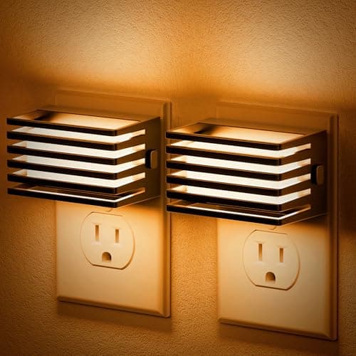JandCase Amber Night Light, [2 Pack] Night Lights Plug into Wall with Dusk to Dawn Sensor, Dimmable Plug in Night Light, Adjustable Brightness, Amber Nightlight for Bedroom Bathroom Hallway - Image 1