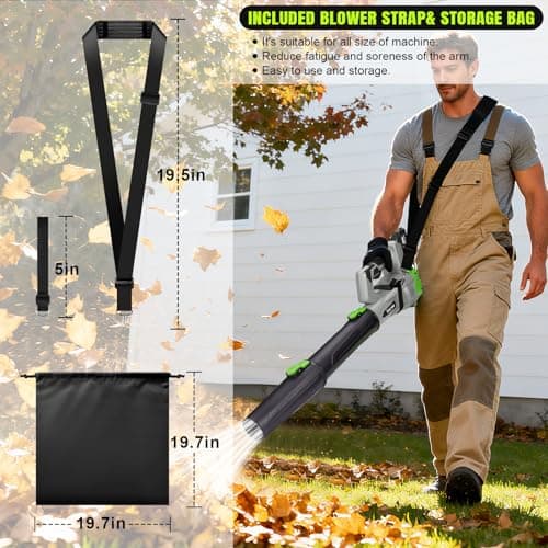 Leaf Blower Cordless,Electric Leaf Blower with 2 4.0Ah Battery Powered and Fast Charger, Cordless Blowers for Lawn Care and Car Dust Snow Blower,6 Speed Control,Grey - Thumbnail 5