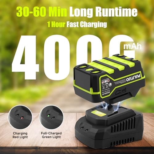 PULITUO Leaf Blower Cordless, 500CFM/ 125MPH Lightweight Cordless Blower with 2X 4.0 Batteries and Fast Charger, Variable Speed Battery Leaf Blowers for Lawn Care, Leaves, Grass, Patio, Yard - Thumbnail 4