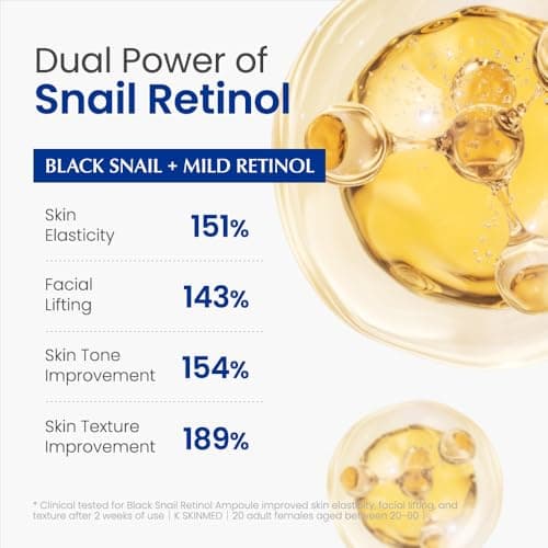 Dr. G Black Snail Retinol Ampoule - Korean Skincare with Snail Mucin - Advanced Retinol Face Ampoule for Glowing Skin - Anti Aging - Pore Minimizer for Fine Lines & Even Skin Tone Support - 1.69 fl oz - Thumbnail 3
