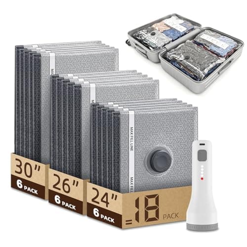 AURYAO 18 Pack Vacuum Storage Bags for Travel with Cordless Pump
