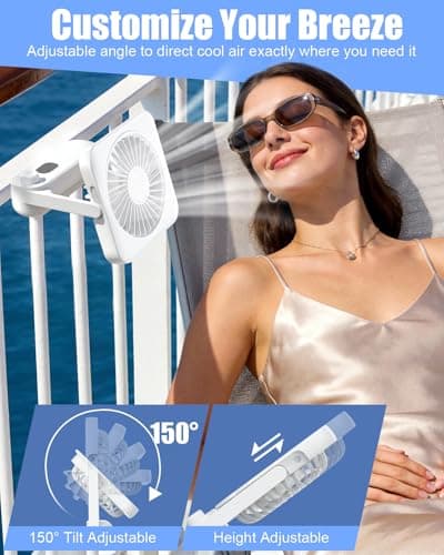 Magnetic Portable Cruise Fan, 6.7" Ultra Slim Rechargeable 3600mAh Quiet Fan with 100 Speeds, 150° Adjustable, USB-C, Digital Display, for Sleeping, Cabin Ceiling & Wall, Travel Essentials, White - Thumbnail 3