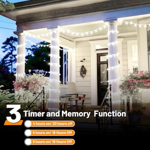 Domolli Christmas Lights 1000 LED 328 FT, Waterproof Christmastree Lights with 8 Modes, Remote Control 3 Timers & Memory Function Xmas Decorations for House and Holiday (Cool White) - Thumbnail 4