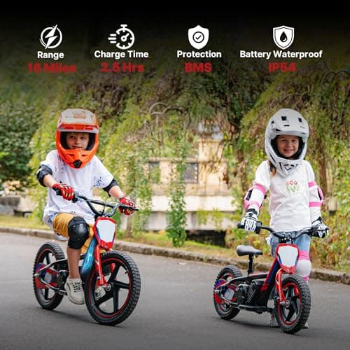RFN Electric Dirt Bike for Kids Ages 4-12, 3-Speed up to 15.5 mph, 15.5 Miles Range, 16x2.4 Tires, 24V 500W Peak Power 16" Dirtbike, Perfect Birthday for Kids - Thumbnail 4