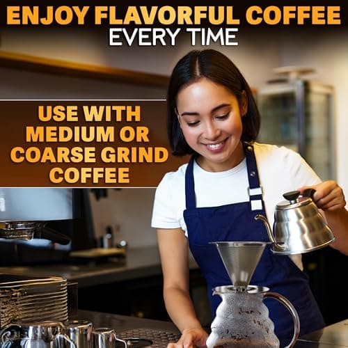 Pour Over Coffee Dripper - 3.18x4.48" Stainless Steel Pour Over Coffee Maker with Large Plastic Handle, Wide Secure Base and a Brush for Cleaning - Ensures Well-Balanced and Reach Tea Infuser - Thumbnail 2