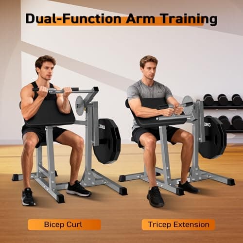 Preacher Curl Bench for Biceps and Triceps Isolation Training, with Thickened Pad, Compatible with 1" and 2" Weight Plates - Thumbnail 3