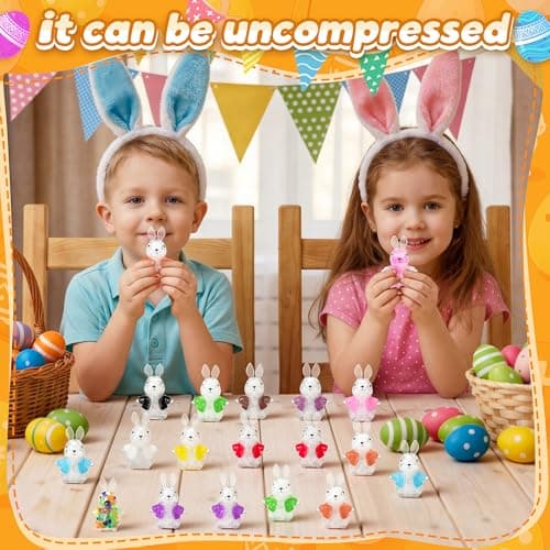28PCS Easter Bunny Squishy Toys - Easter Basket Stuffers & Egg Fillers, Sensory Stress Relief Fidget Toys for Kids Adults - Colorful Party Favors Decorations - Thumbnail 6