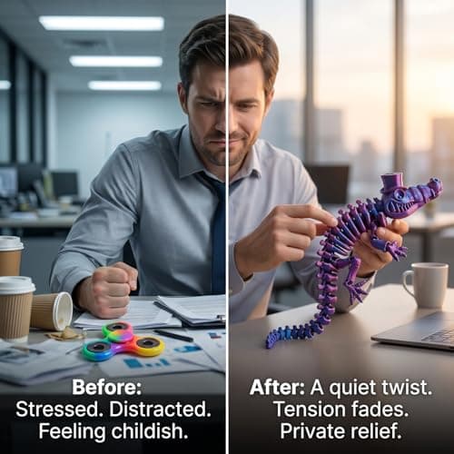 WISWIK 3D-Printed Animal Figurine for Men: 32 Articulated Joints Smooth Touch – Twist Stroke Unwind – Private Stress Relief for High-Pressure Workers – Desk or Bedroom (2-Pack) - Thumbnail 2