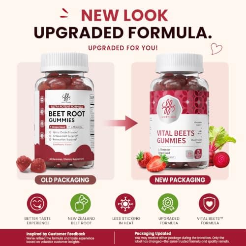 Beet Root Gummies – Blood Pressure & Cardiovascular Support, Beetroot Gummies for Heart Health & Circulation, Nitric Oxide Beets with Grape Seed & L-Theanine for Calm Mood, Sugar-Free Vegan, 60 Chews - Thumbnail 2